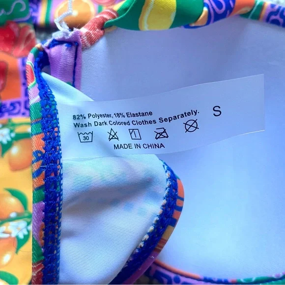 Adorable Fruit Print Bikini Set Push-Up Top Cheeky Bottoms Multicolor - Picture 8 of 9